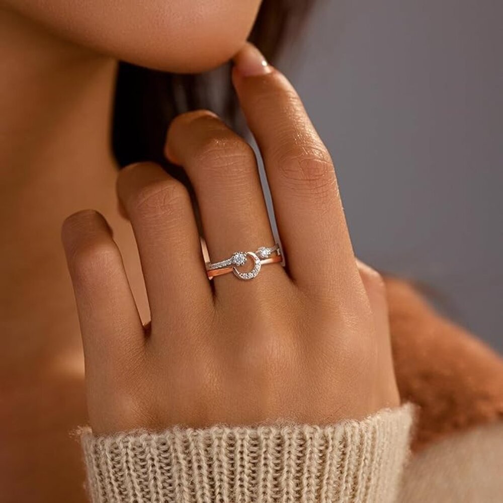 Star Moon Stackable Double 925 Celestial Ring - R… - image 4